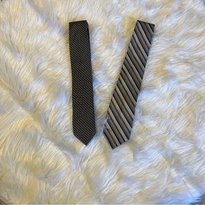 Perry Ellis Portfolio Silk Ties Set Of 2 Black & Grays